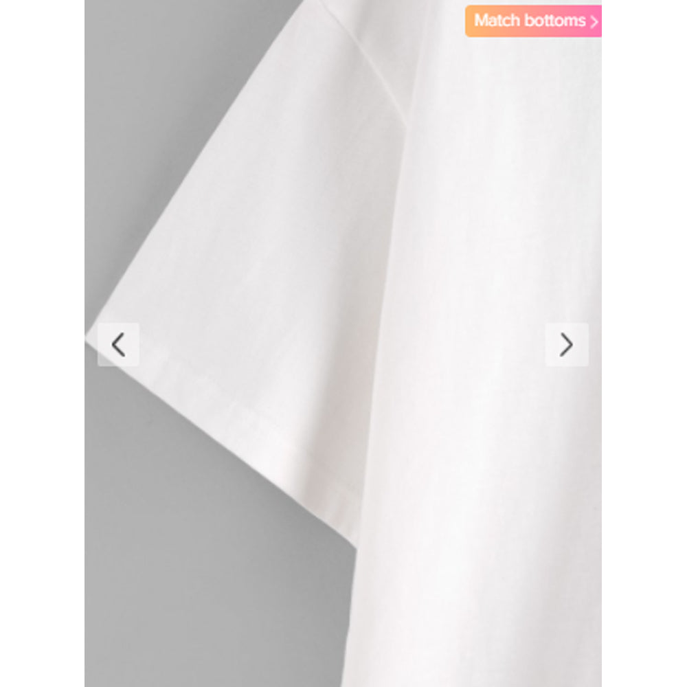 Zaful- Vaccinated And Safe Slogan Oversized T Shirt - White