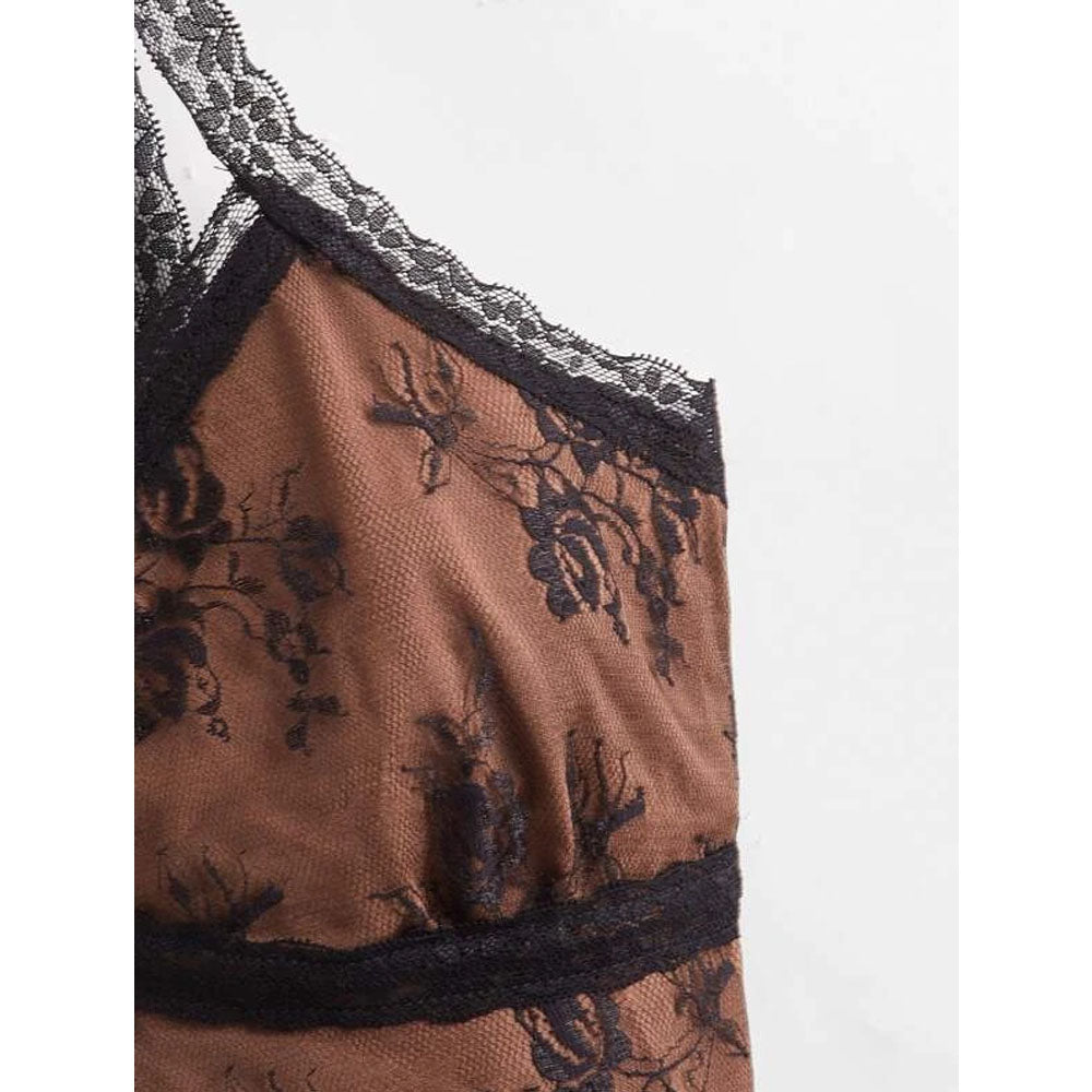 Romwe- Contrast Lace Crop Cami