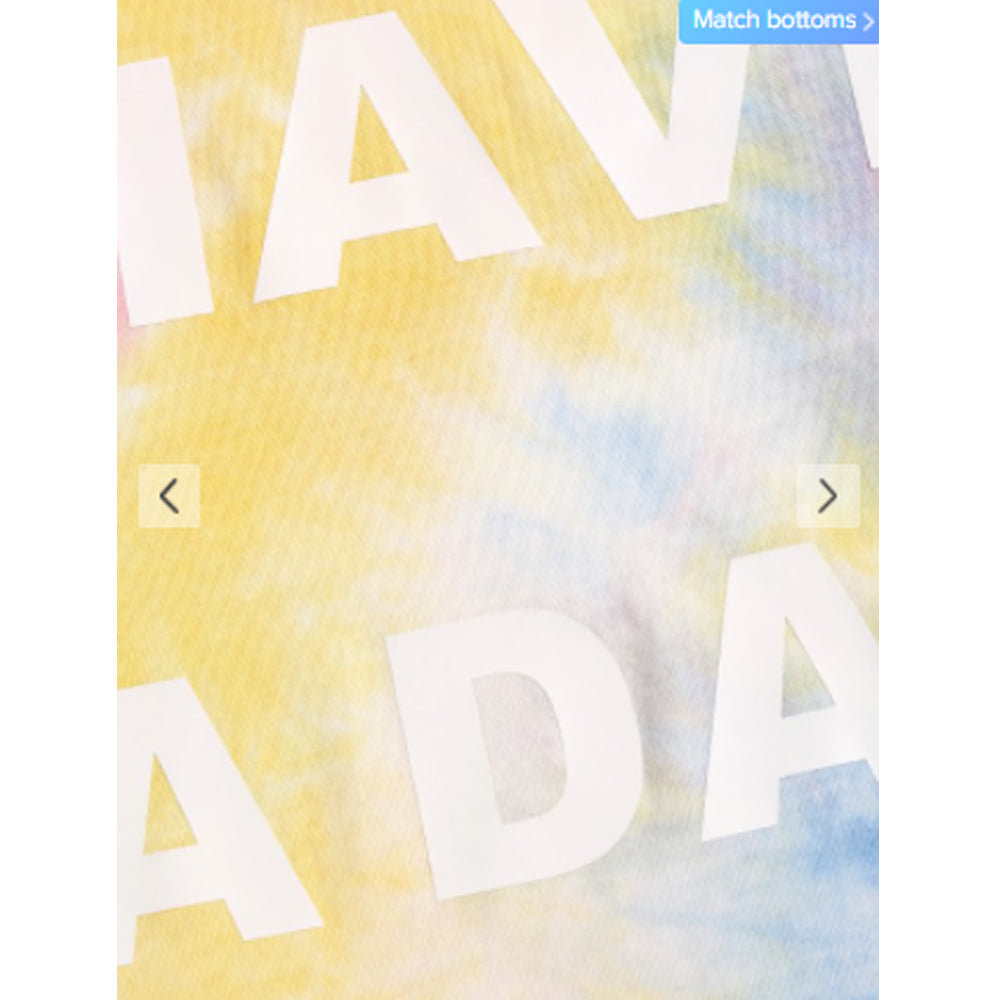 Zaful- Tie Dye Letters Print Slogan T-shirt - Yellow