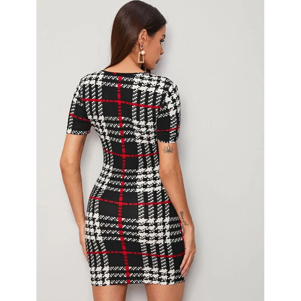 Romwe- Plaid Bodycon Dress – Amreki