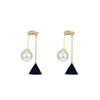 Zaful- Faux Pearl Triangle Stud Drop Earrings - Golden