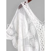 Zaful- Embroidered Sheer Mesh Kaftan Dress - White