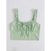 Romwe- Ruched Bust Frilled Crop Cami Top (Mint Green)