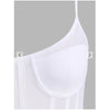 Zaful- Mesh Panel Corset Detail Snap Crotch Bustier Bodysuit - White