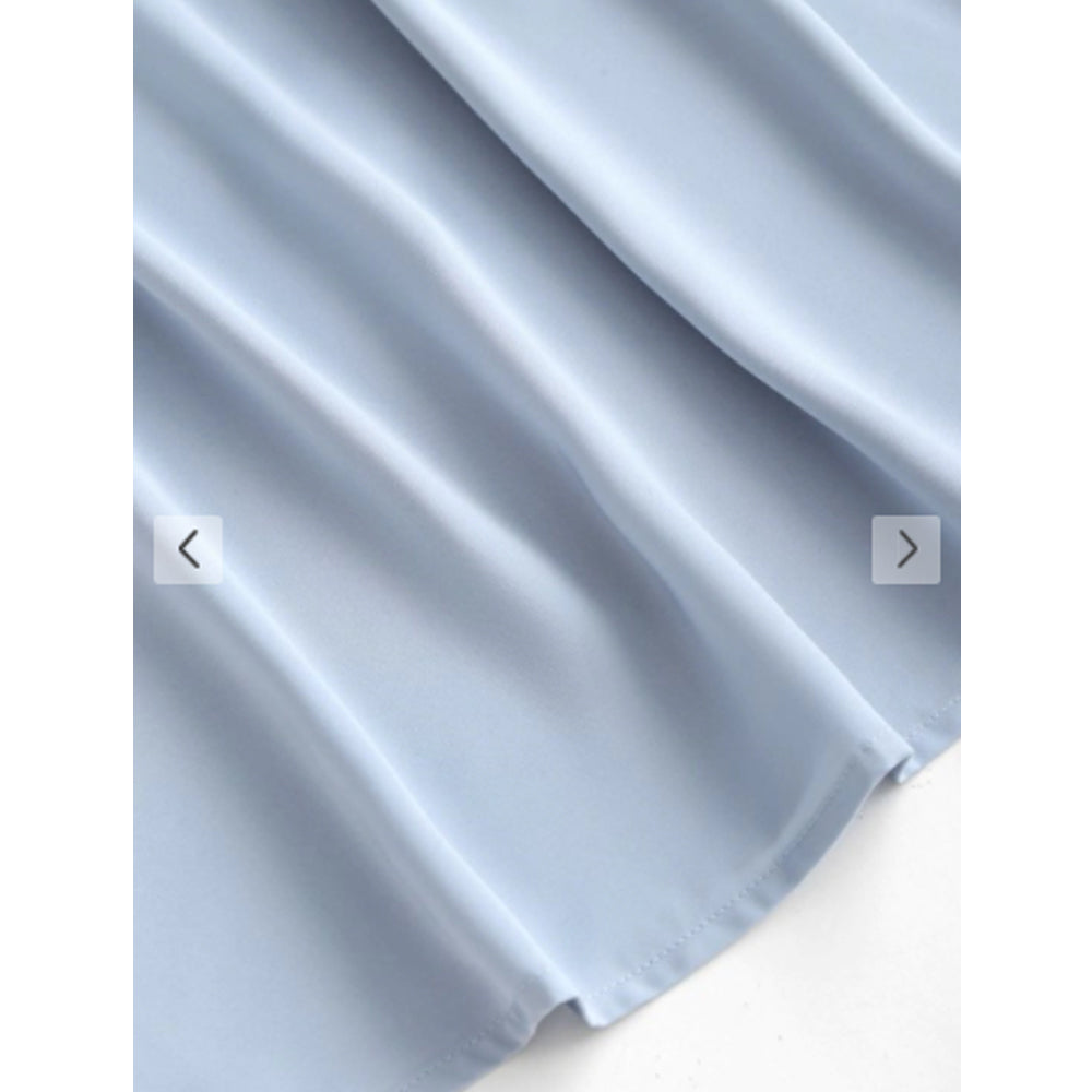 Zaful- Faux Pearl Halter Mini Party Dress - Light Blue