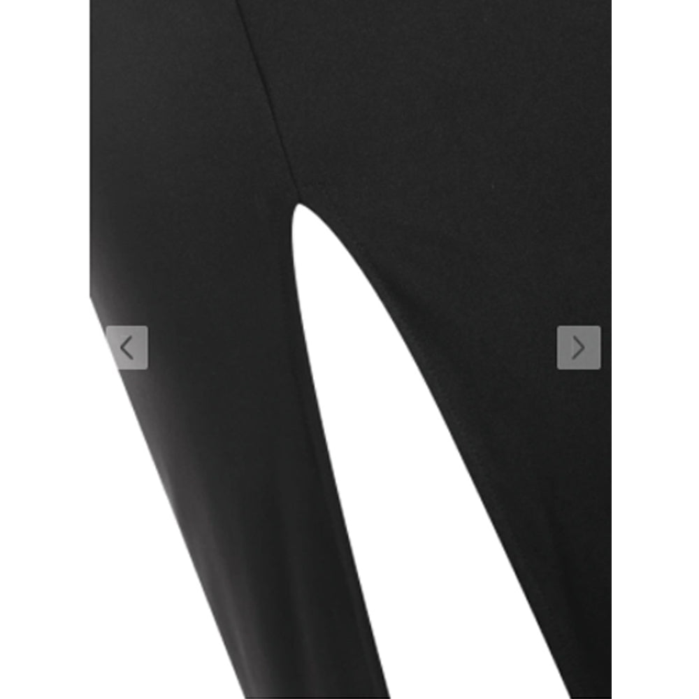 Zaful- Spaghetti Strap Thigh Split Slinky Maxi Dress - Black