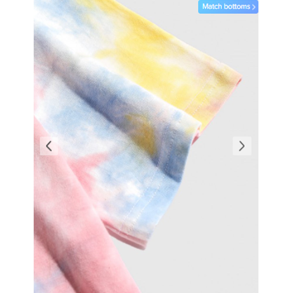 Zaful- Tie Dye Letters Print Slogan T-shirt - Yellow