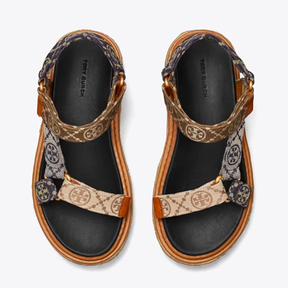 Tory Burch- T Monogram Rope Sport Sandal - Perfect Navy / Inverse Navy / Hazelnut