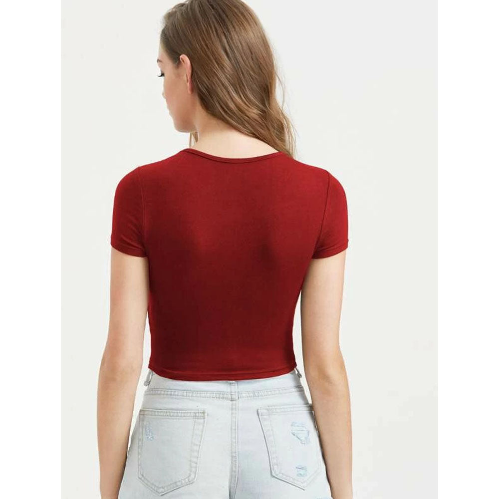 Romwe- Solid Crop Tee