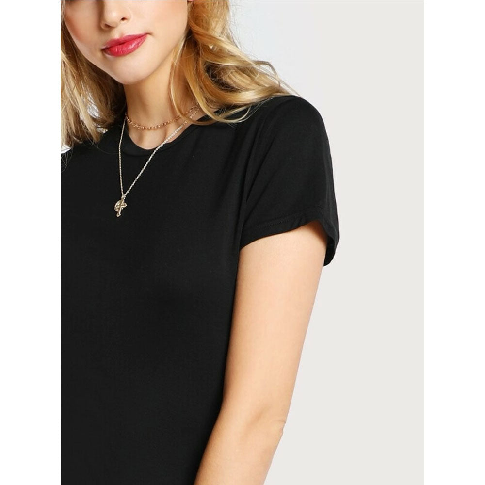 Romwe- Solid Form Fitted T-shirt