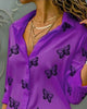 Chicme- Butterfly Print Button Design Blouse