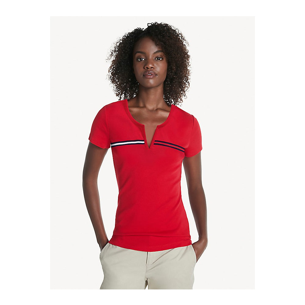 Tommy Hilfiger- ESSENTIAL SPLIT-NECK T-SHIRT