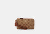 Coach- Double Corner Zip Wristlet In Signature Canvas (Gold/Khaki Redwood)