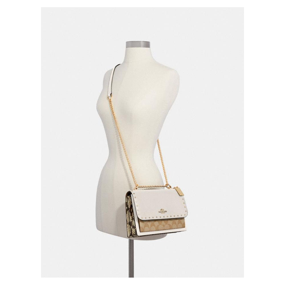 Coach- Im / Light كاكي Multi Klare Crossbody في قماش التوقيع مع المسامير