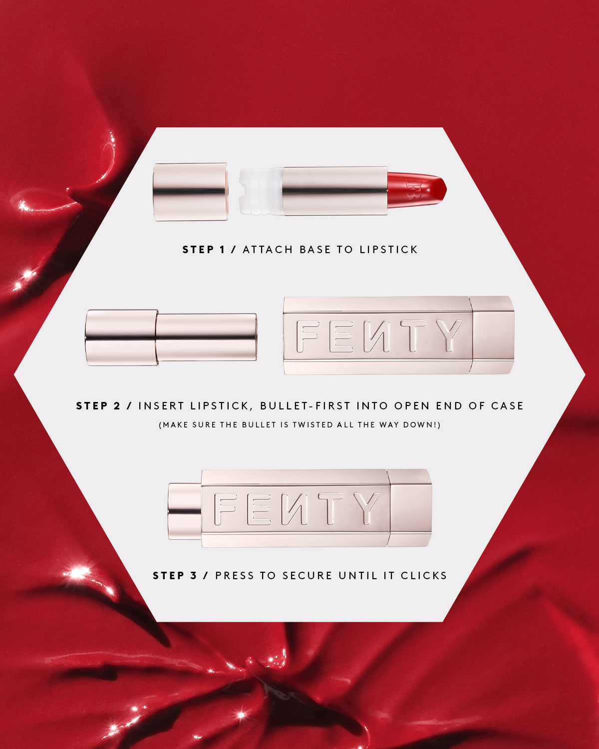 Fenty Beauty- FENTY ICON THE CASE SEMI-MATTE REFILLABLE LIPSTICK (Red Edition - Metallic Finish)