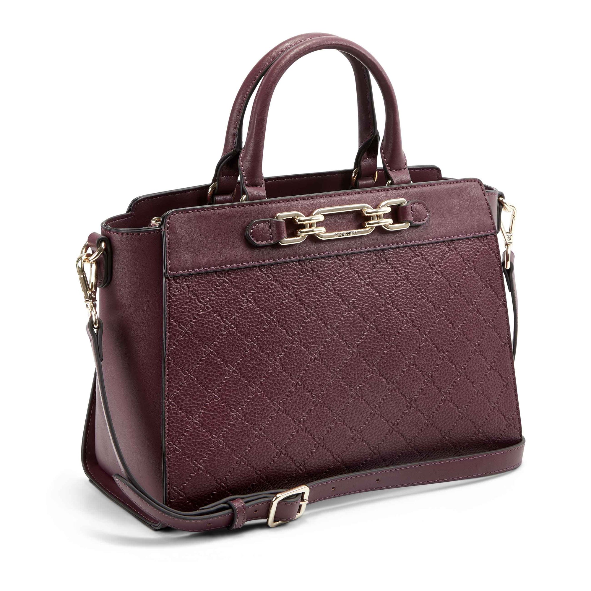 Ninewest- Juliette Jet Set Satchel (Boysenberry Logo)