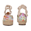 Ninewest- Meaks Ankle Wrap Espadrille Flats (WHITE FLORAL PRINT)