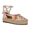 Ninewest- Meaks Ankle Wrap Espadrille Flats (WHITE FLORAL PRINT)