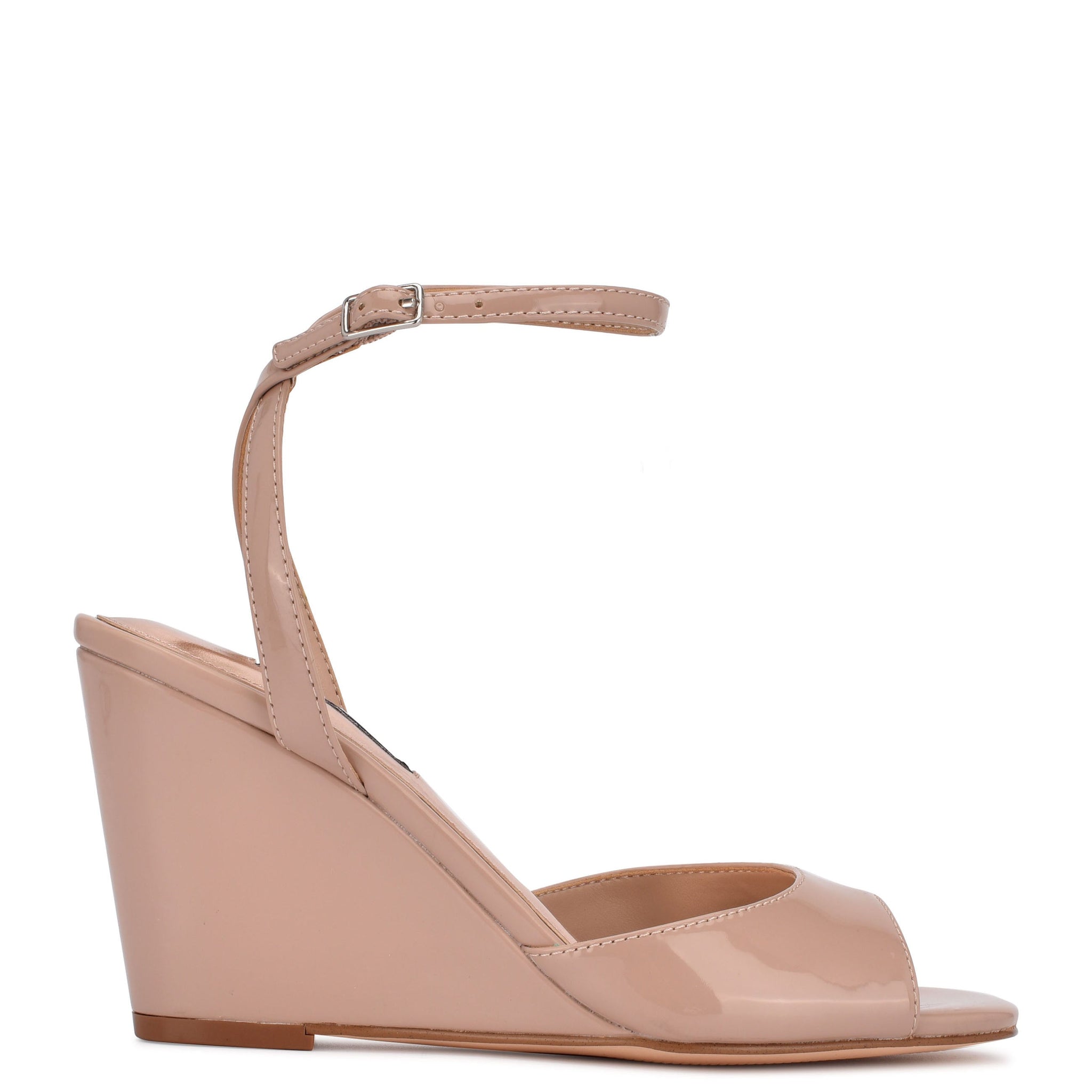 Ninewest- Nevr Ankle Strap Wedge Sandals (BARELY NUDE)