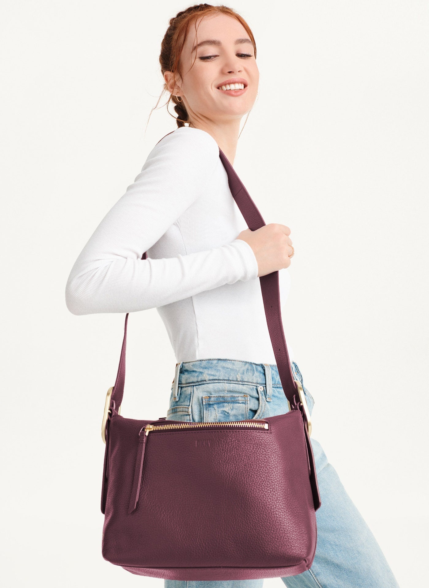 DKNY- Medium Buckle Bag - Wine
