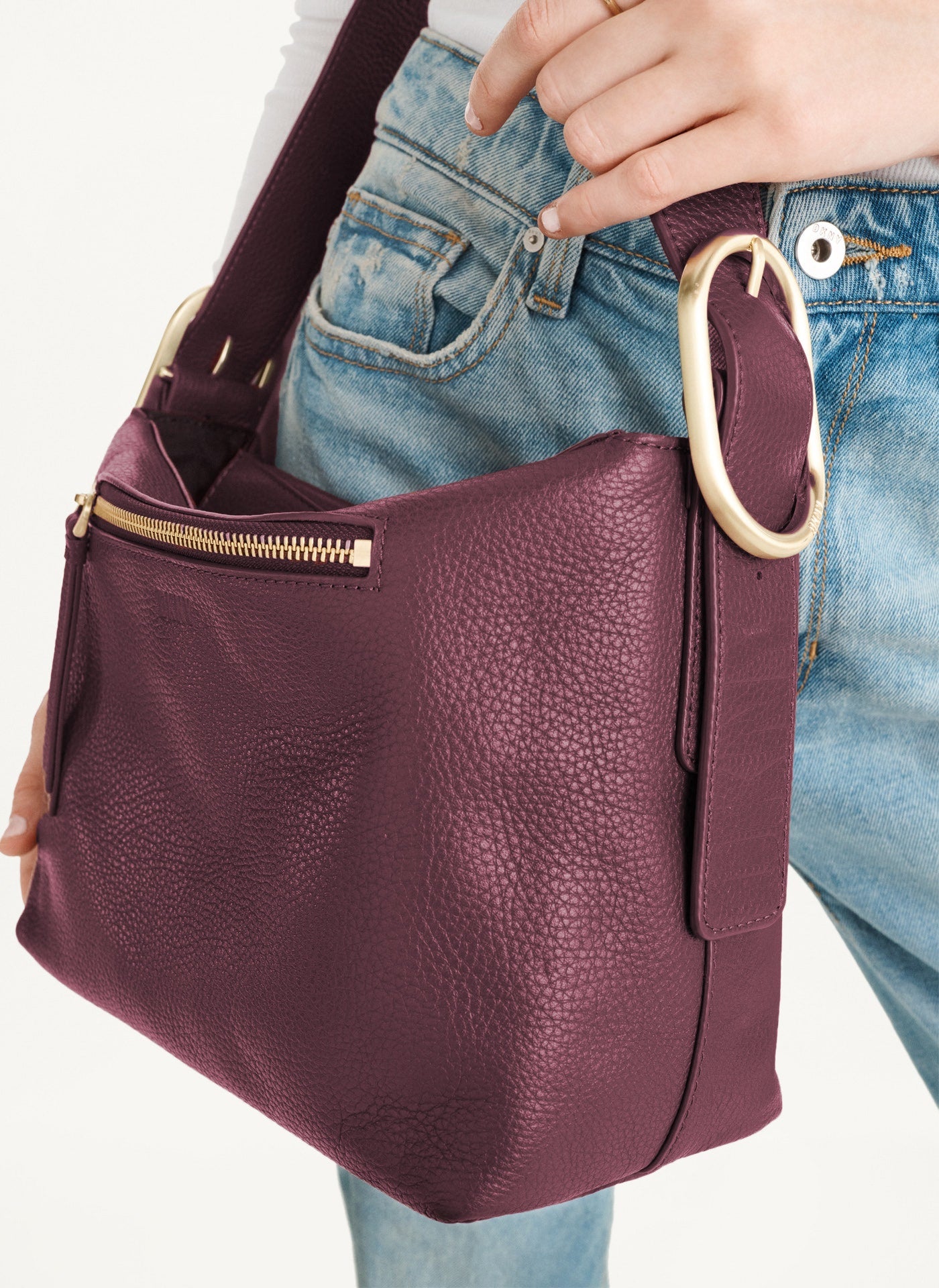 DKNY- Medium Buckle Bag - Wine