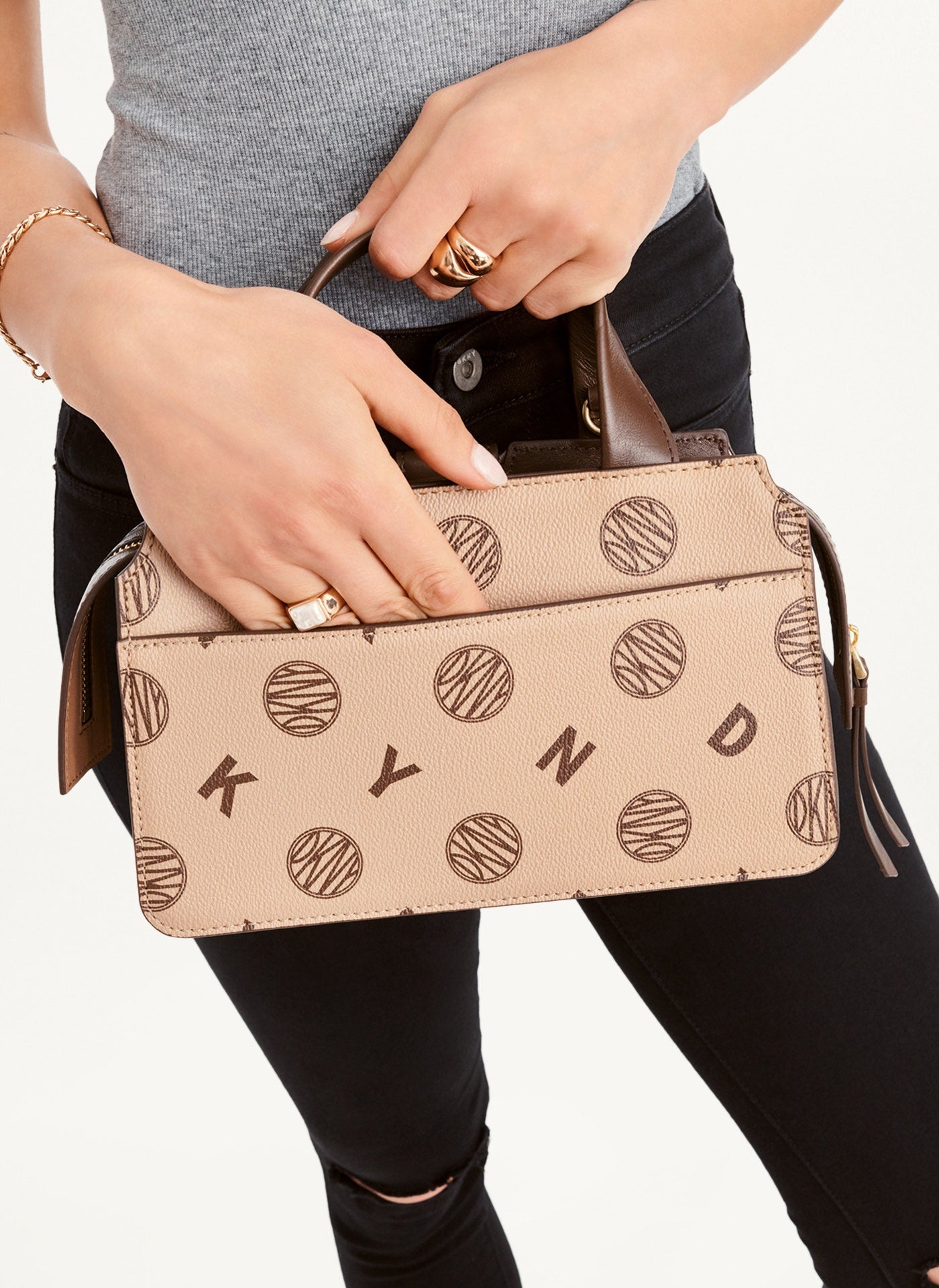 DKNY- Logo Buckle Bag - Chino/Brown