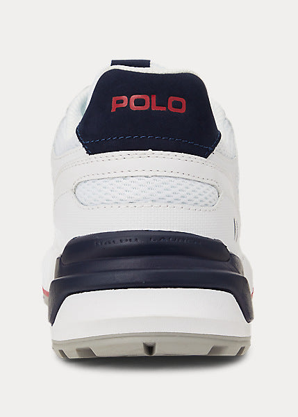 Polo Ralph Lauren- Jogger Leather & Mesh Sneaker (White/Newport Navy/ Red)