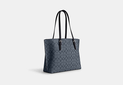 Coach- Mollie Tote In Signature Canvas -  Silver/Denim/Midnight Navy