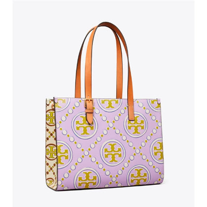 Tory Burch- Small T Monogram Contrast Embossed Tote (Lavender Cloud / New Ivory)