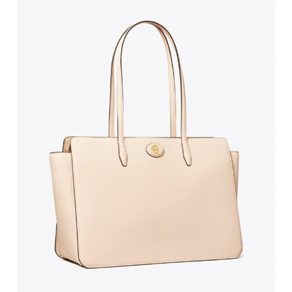 Tory Burch- Robinson Pebbled Tote (New Cream)