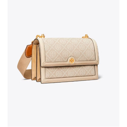 Tory Burch- Small T Monogram Shoulder Bag (Ivory)