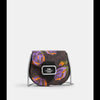 Coach- Morgan Card Case On A Chain In Signature Canvas With Rose Print - Silver/Brown/Iris Multi