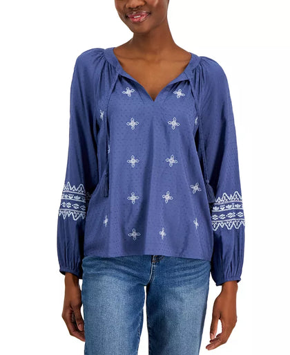 Macy's- Women's Embroidered Long-Sleeve Top, Created for Macy's