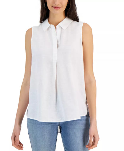 Macy's- Women's Linen Blend Sleeveless Popover Top, Created for Macy's