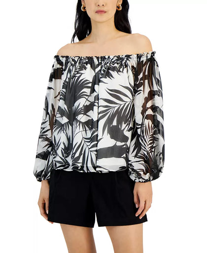 Macy's- Women's Printed Off-The-Shoulder Blouse, Created for Macy's