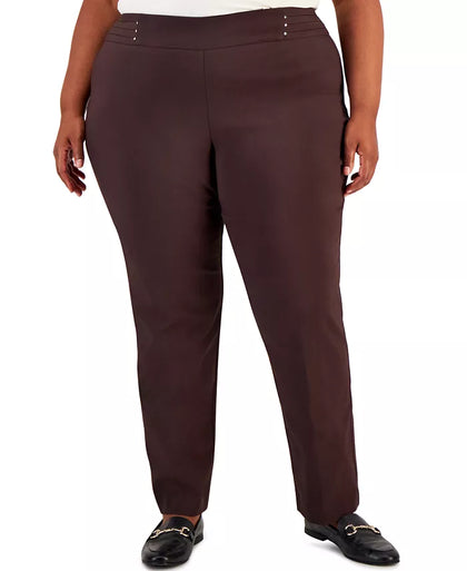 Macy's- Plus Size Tummy Control Pull-On Slim-Leg Pants, Created for Macy's