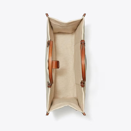 Tory Burch- Ella Canvas Tote Bag (Natural / Classic Cuoio)