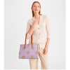 Tory Burch- Small T Monogram Contrast Embossed Tote (Lavender Cloud / New Ivory)