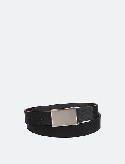 Calvin Klein- Saffiano Reversible Plaque Buckle Belt