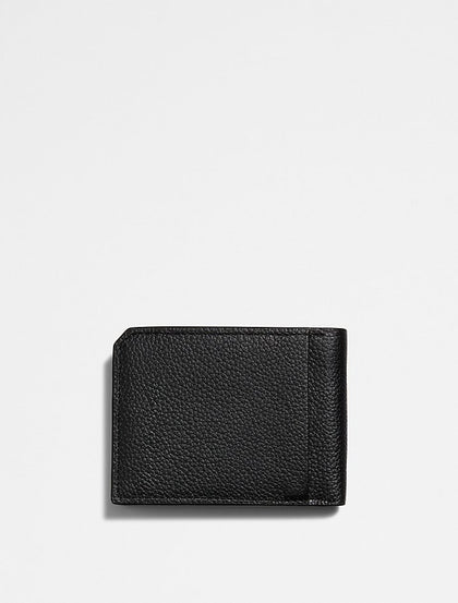 Calvin Klein- Pebble Leather Slim Bifold Wallet - Black Beauty