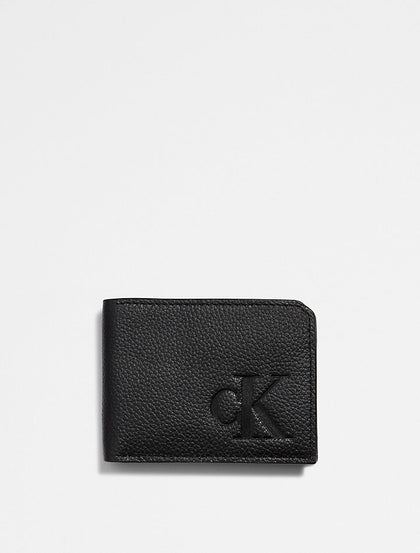 Calvin Klein- Pebble Leather Slim Bifold Wallet - Black Beauty