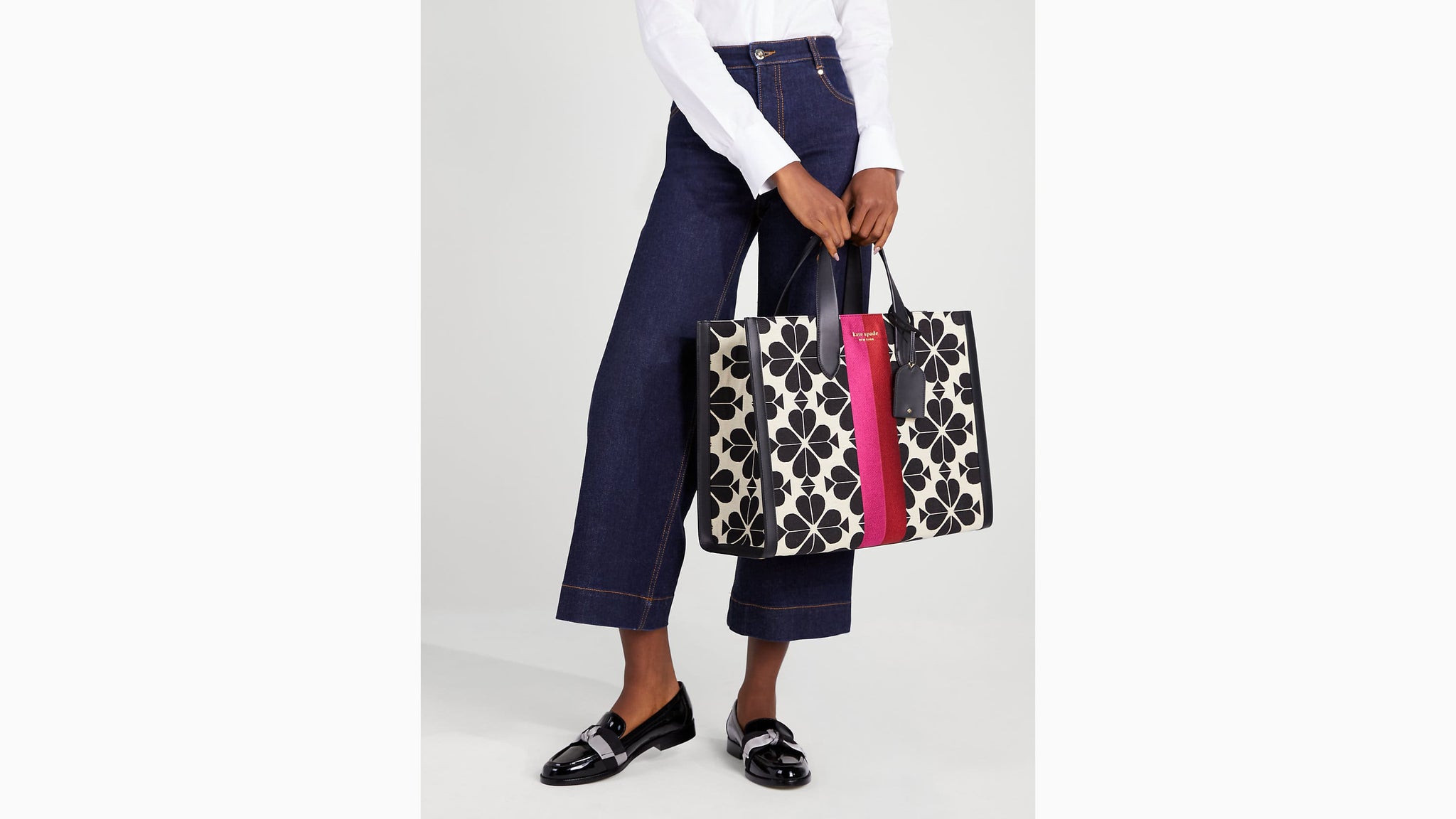 Spade Flower Jacquard Stripe Manhattan Large Tote