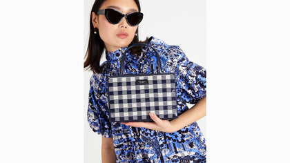 Kate Spade- Sam Icon Gingham Sequin Small Tote - Blazer Blue Multi