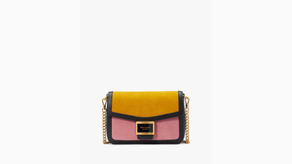 Kate Spade- Katy Colorblocked Suede Flap Chain Crossbody - Black Multi