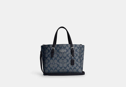 Coach- Mollie Tote 25 In Signature Canvas -  Silver/Denim/Midnight Navy