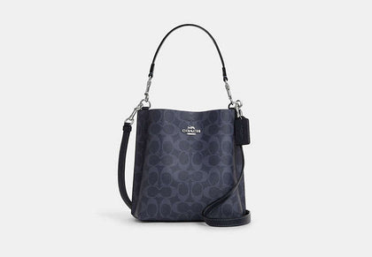 Coach- Mollie Bucket Bag 22 In Signature Canvas -  Silver/Denim/Midnight Navy