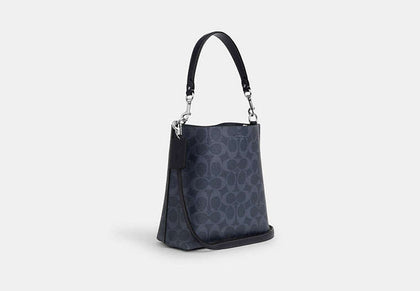 Coach- Mollie Bucket Bag 22 In Signature Canvas -  Silver/Denim/Midnight Navy