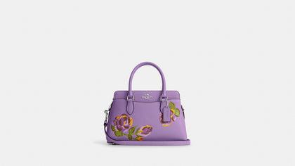 Coach- Mini Darcie Carryall With Rose Print - Silver/Iris Multi