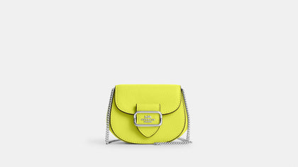 Coach- Morgan Card Case On A Chain - Silver/Bright Yellow