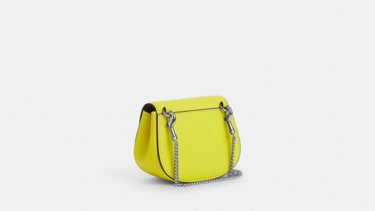 Coach- Morgan Card Case On A Chain - Silver/Bright Yellow